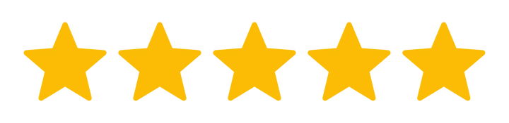 Image of five yellow stars lined up horizontally against a transparent background, often used to represent a five-star rating or review.