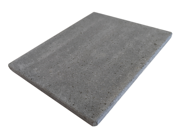 Front view of baking pizza stone