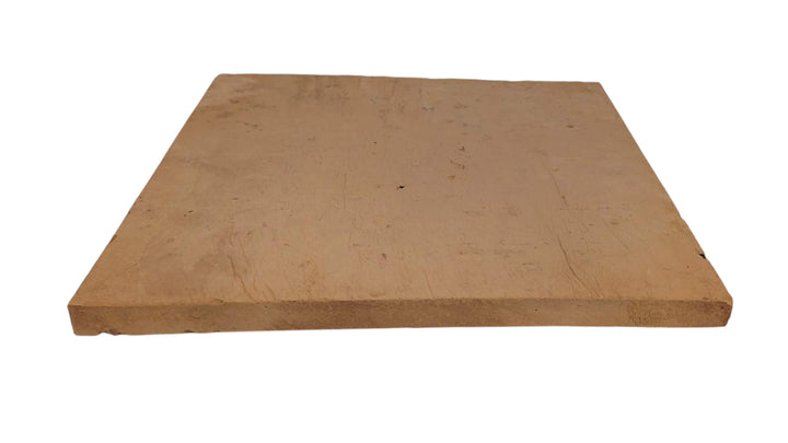 The Effeuno Naples Small Biscotto Clay Pizza Stone (32x32x2cm, Neapolitan compliant) is a plain, square, light brown tile with a slightly rough texture—ideal for high-heat pizza ovens like Ooni.