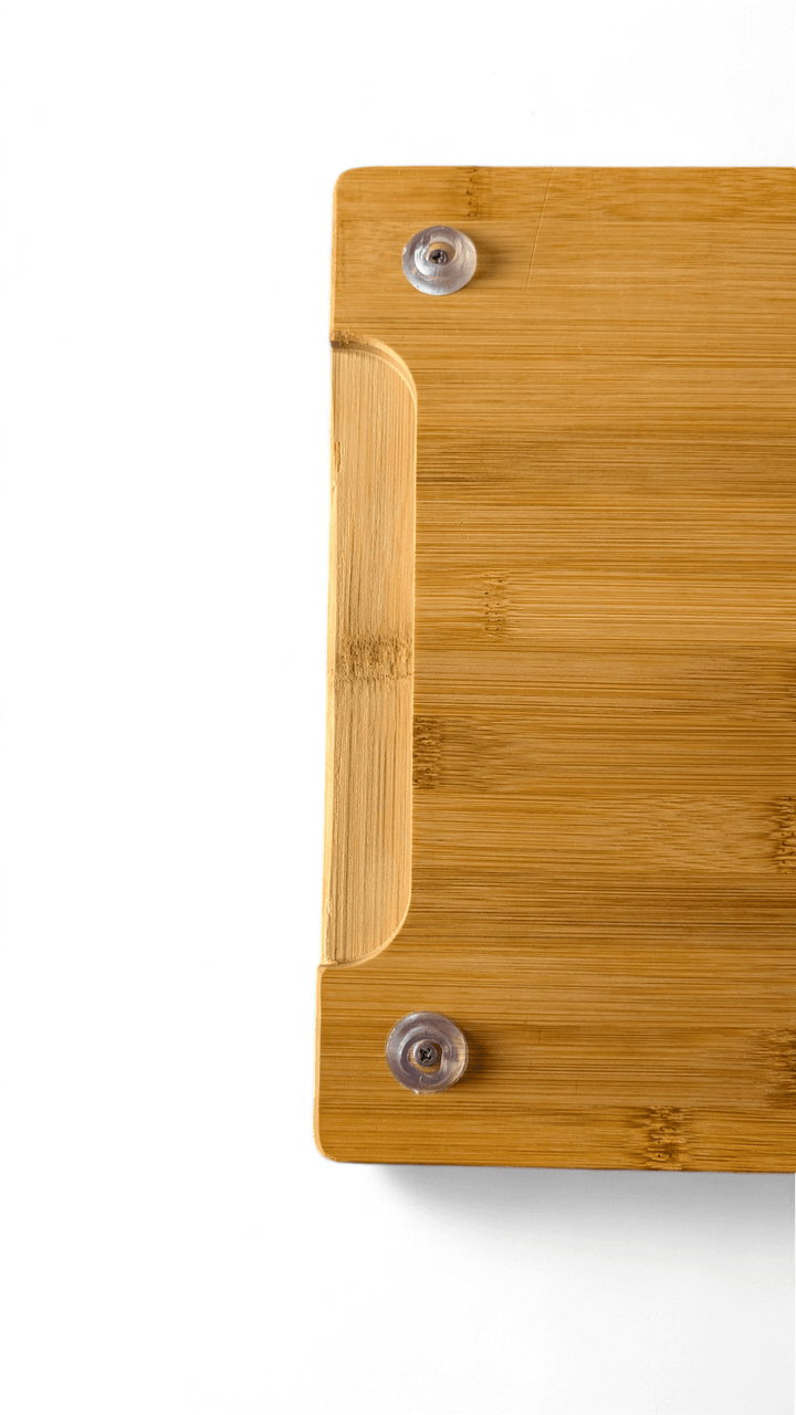 feet on the wooden serve chopping board