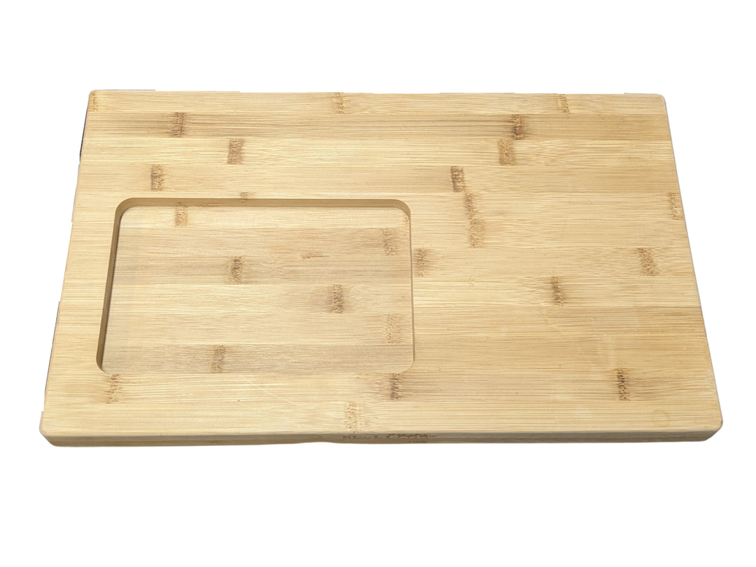 The GP-7 Bamboo Boards by Black Rock Grill, made from sustainable bamboo, offer a smooth surface with an integrated shallow square groove on the left side. Perfect for eco-conscious cooks, they are ideal for custom engraving to personalize your kitchen essentials. Available in a case of six.