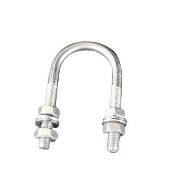 A Black Rock Grill Door Clamp Retaining U-bolt with threaded ends, each secured by nuts and washers, is set against a plain white background.