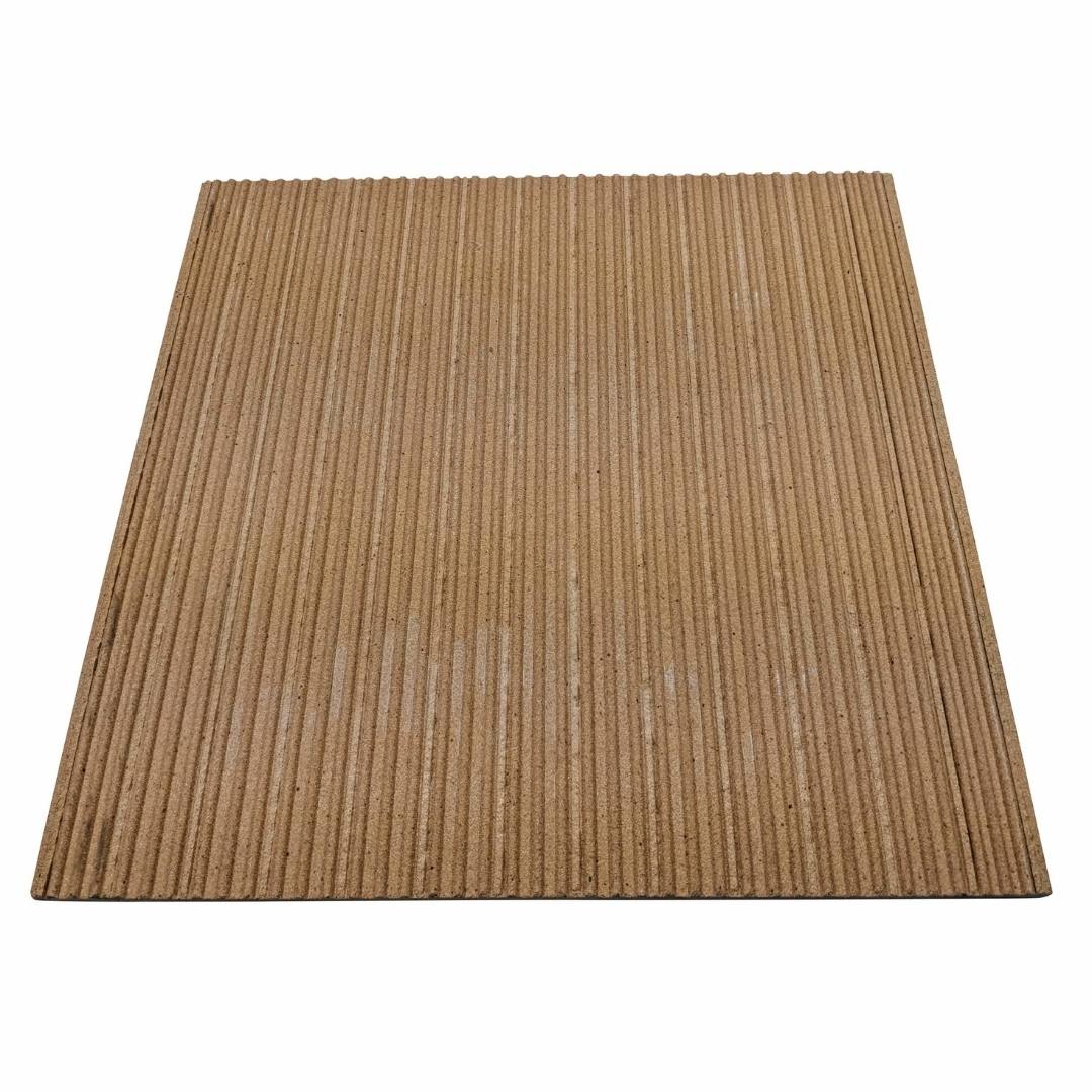 A rectangular brown floor mat mimics the Pizza Oven Refractory Brick Shelf by Black Rock Grill with closely spaced, parallel raised ridges and a coarse texture resembling refractory bricks, making it suitable for both indoor and outdoor use.