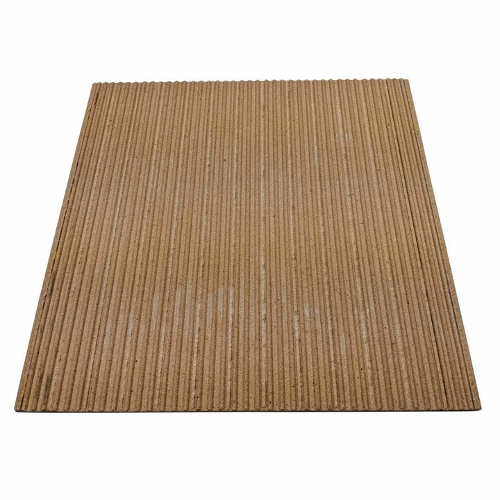 A rectangular brown floor mat mimics the Pizza Oven Refractory Brick Shelf by Black Rock Grill with closely spaced, parallel raised ridges and a coarse texture resembling refractory bricks, making it suitable for both indoor and outdoor use.