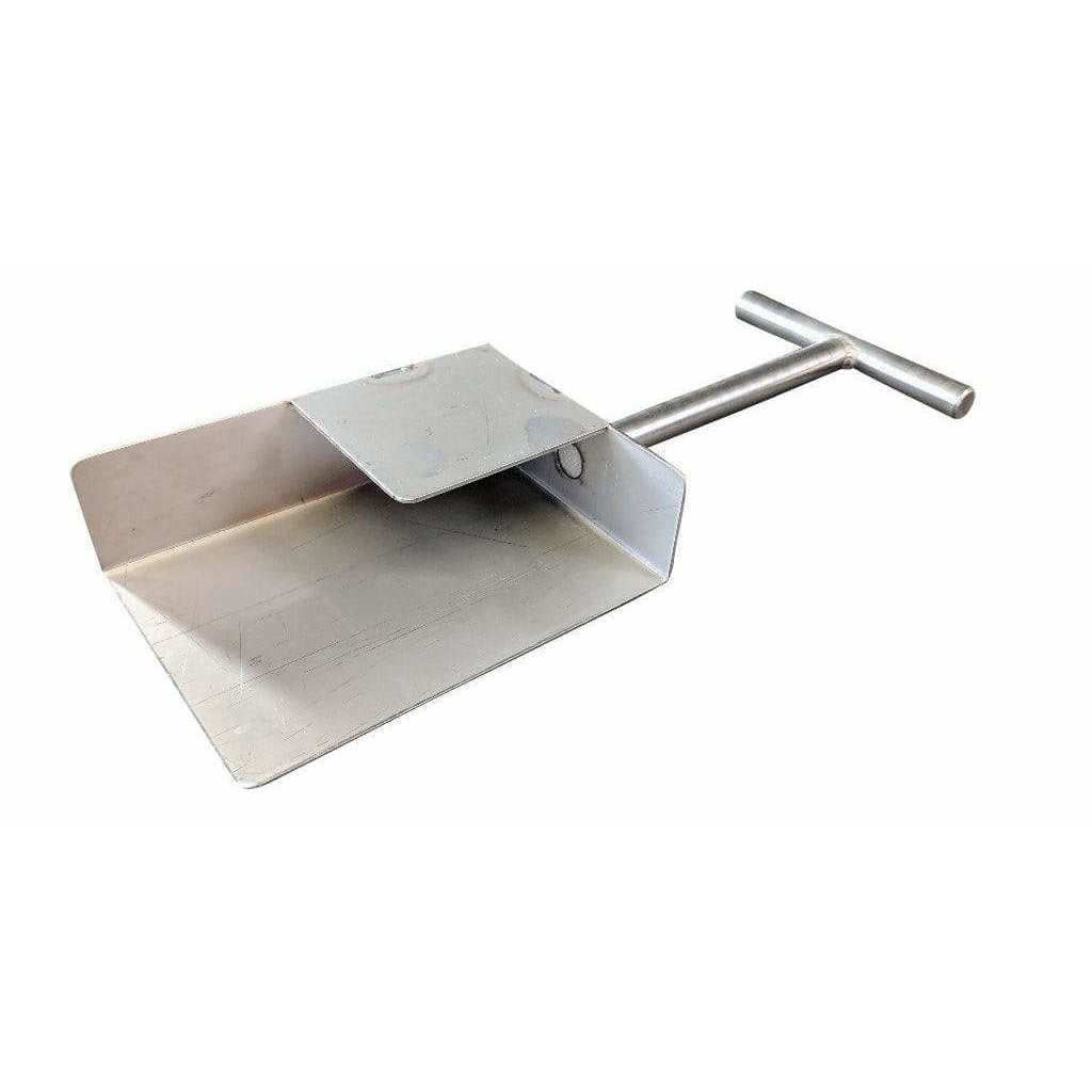Image of the Rock Pick for Steak Stones by Black Rock Grill, featuring a stainless steel shovel with a flat rectangular blade and T-shaped handle. Its ideal for scooping or moving materials with slightly raised edges, perfect for handling hot rock and more.
