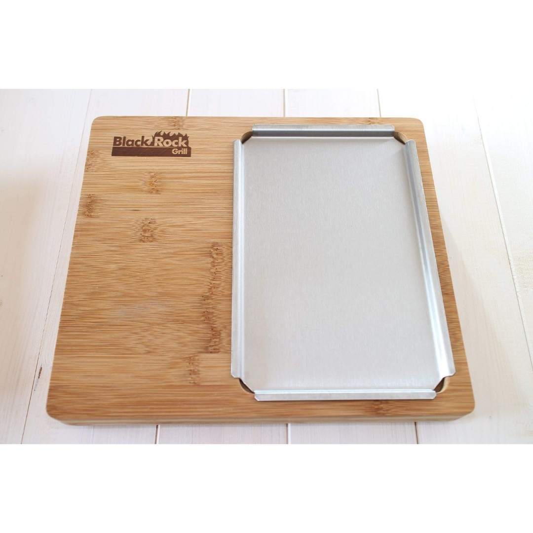 Black Rock Grill SS-05 Set of 6 Stainless Steel underplates for bamboo Lava Stone Steak Set