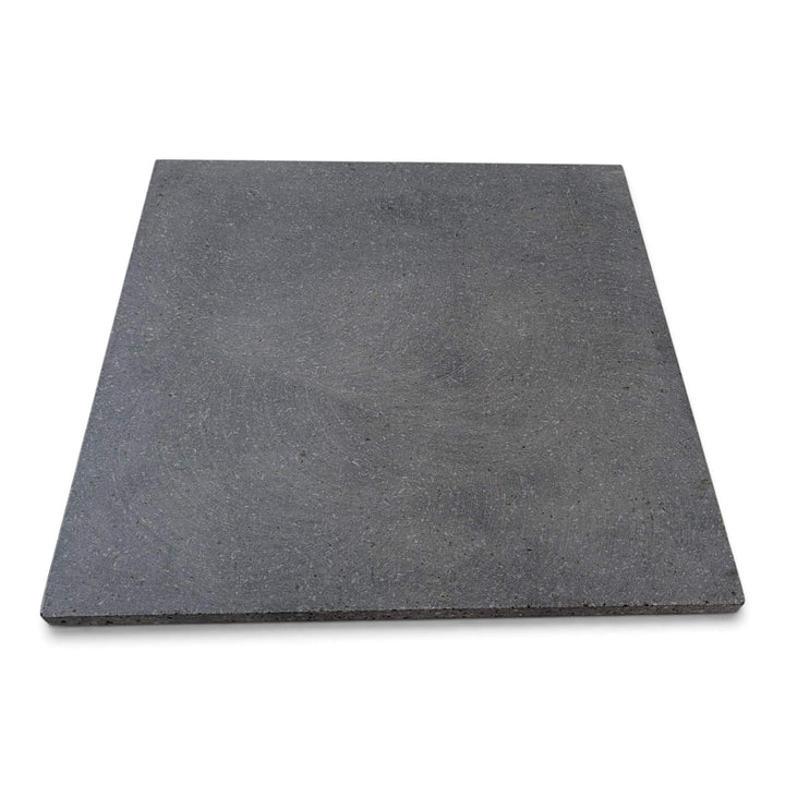 A square grey Lava pizza oven stone that fits the effeuno P134H and P134HA pizza ovens square with beveled, shown on a plain white background.