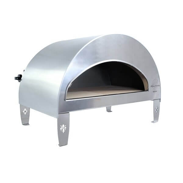 Emozione light silver outdoor pizza oven by pizza party on white background