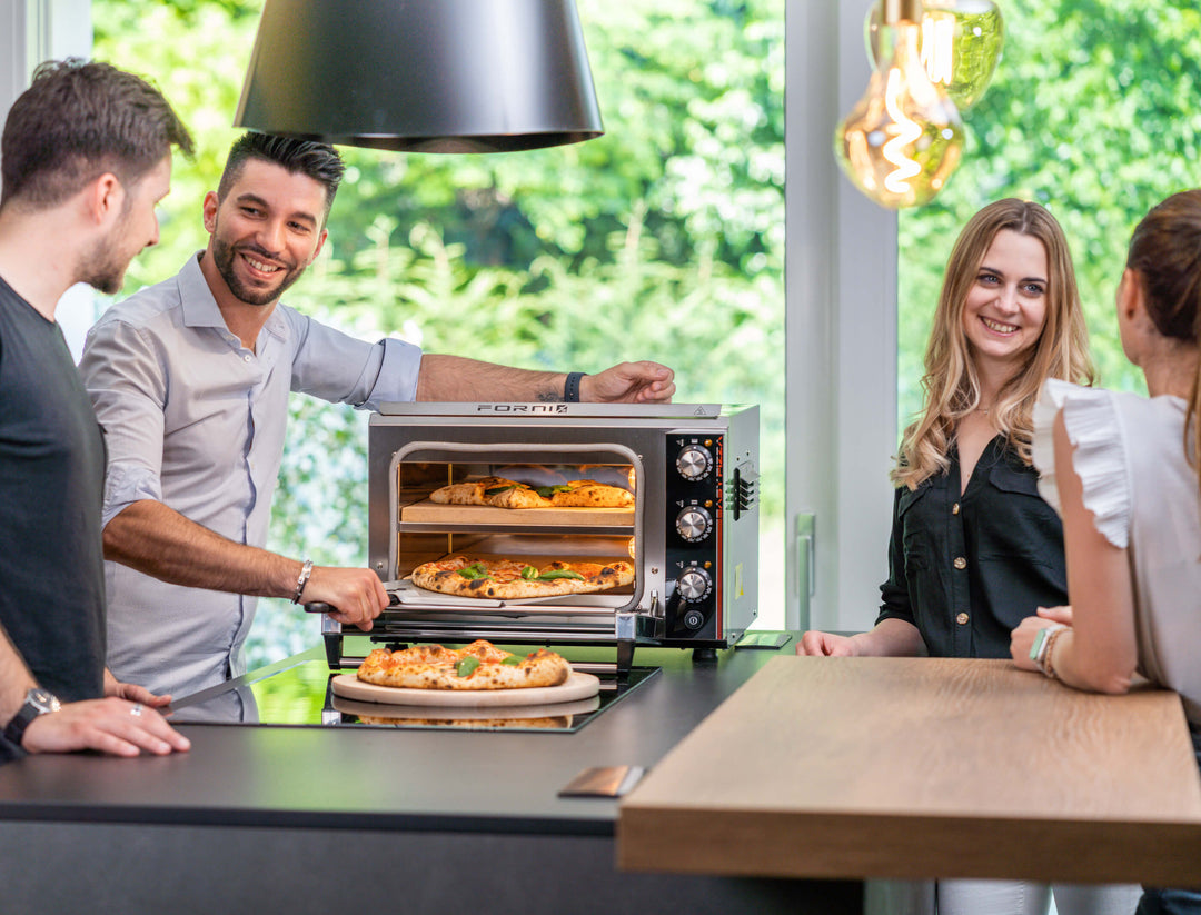 EFFEUNO P234H 509 Horno de pizza eléctrico de encimera de dos pisos con piedras para biscotto