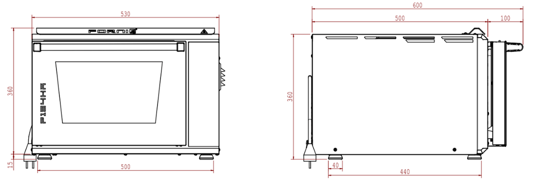 Effeuno P134HA Evolution with height, width and length dimensions