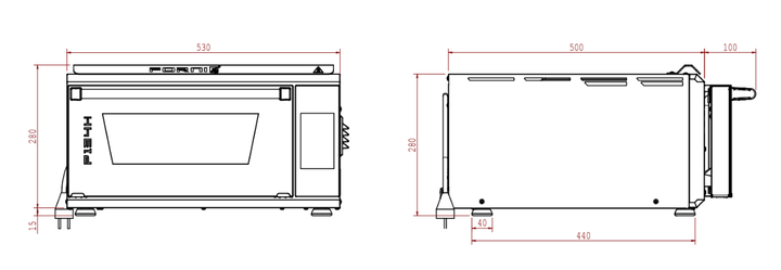 Dimensions of the Oven P134H evo