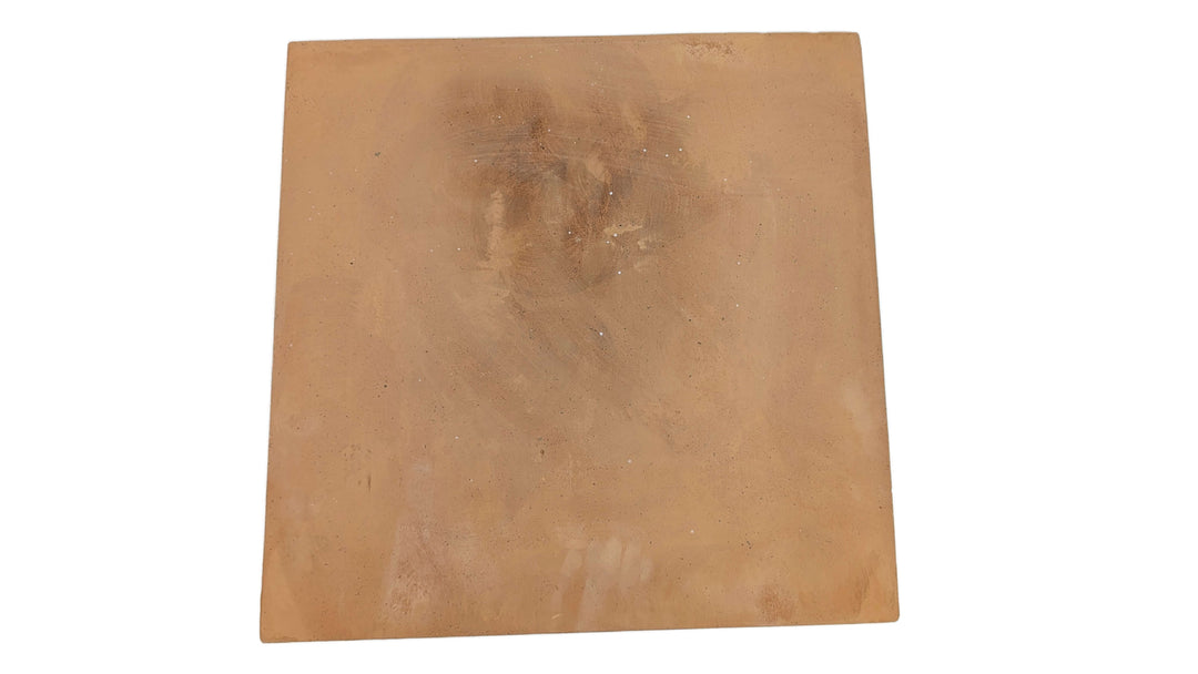The Effeuno XL Biscotto Clay Pizza Stone (50x50x2cm), handmade in Naples and Neapolitan compliant, features a smooth, slightly uneven light brown surface—ideal for baking authentic Neapolitan pizza with the Effeuno P150H.