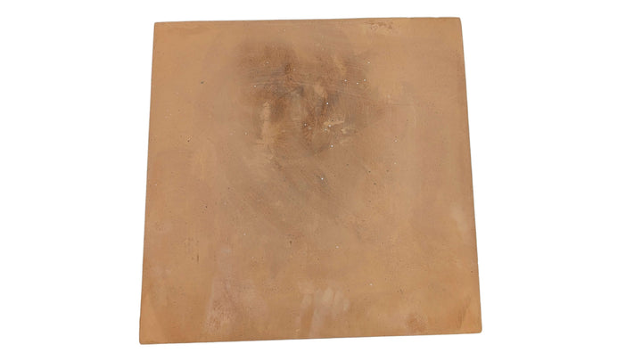 The Effeuno XL Biscotto Clay Pizza Stone (50x50x2cm), handmade in Naples and Neapolitan compliant, features a smooth, slightly uneven light brown surface—ideal for baking authentic Neapolitan pizza with the Effeuno P150H.