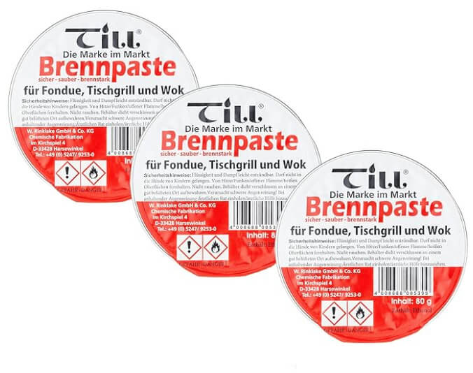 till brennpaste 80 gs pots fondue fuel gel
