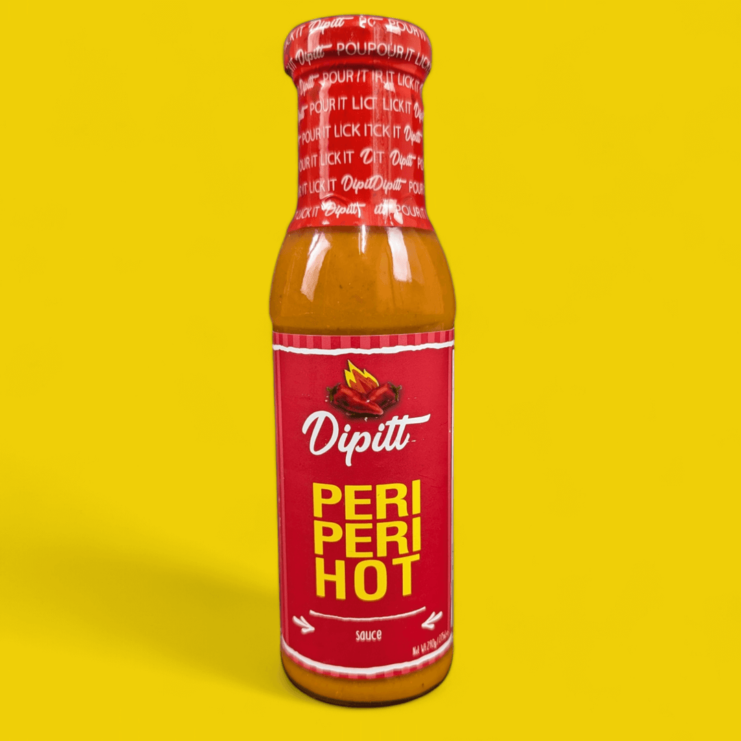 Dipitt Peri Peri Hot Sauce, 300g bottle yellow back ground