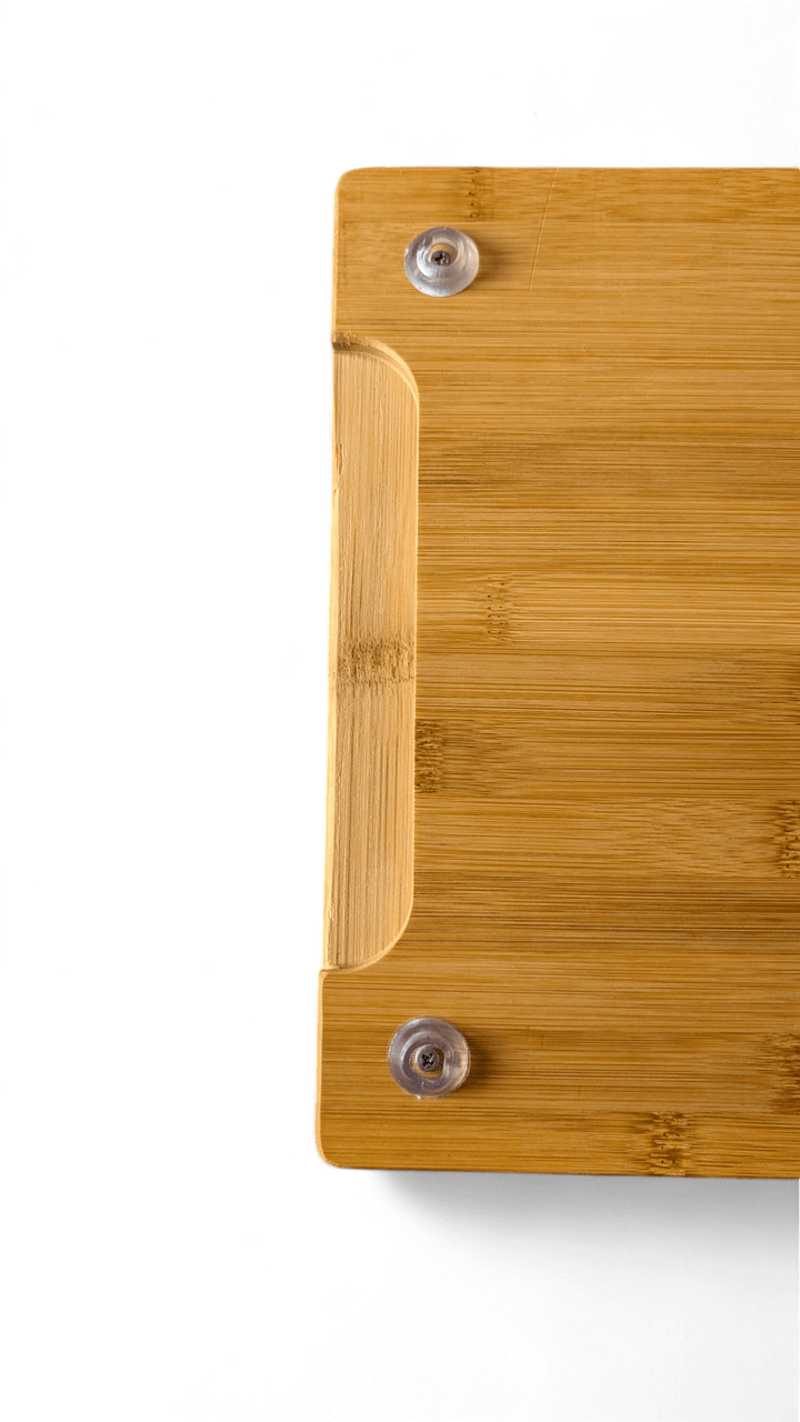 feet on the wooden serve chopping board
