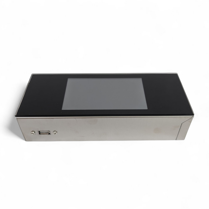 The Black Rock Grill Digital Display Board for P134H Evo features a large touchscreen, metal casing, and side USB port, shown on a white background.