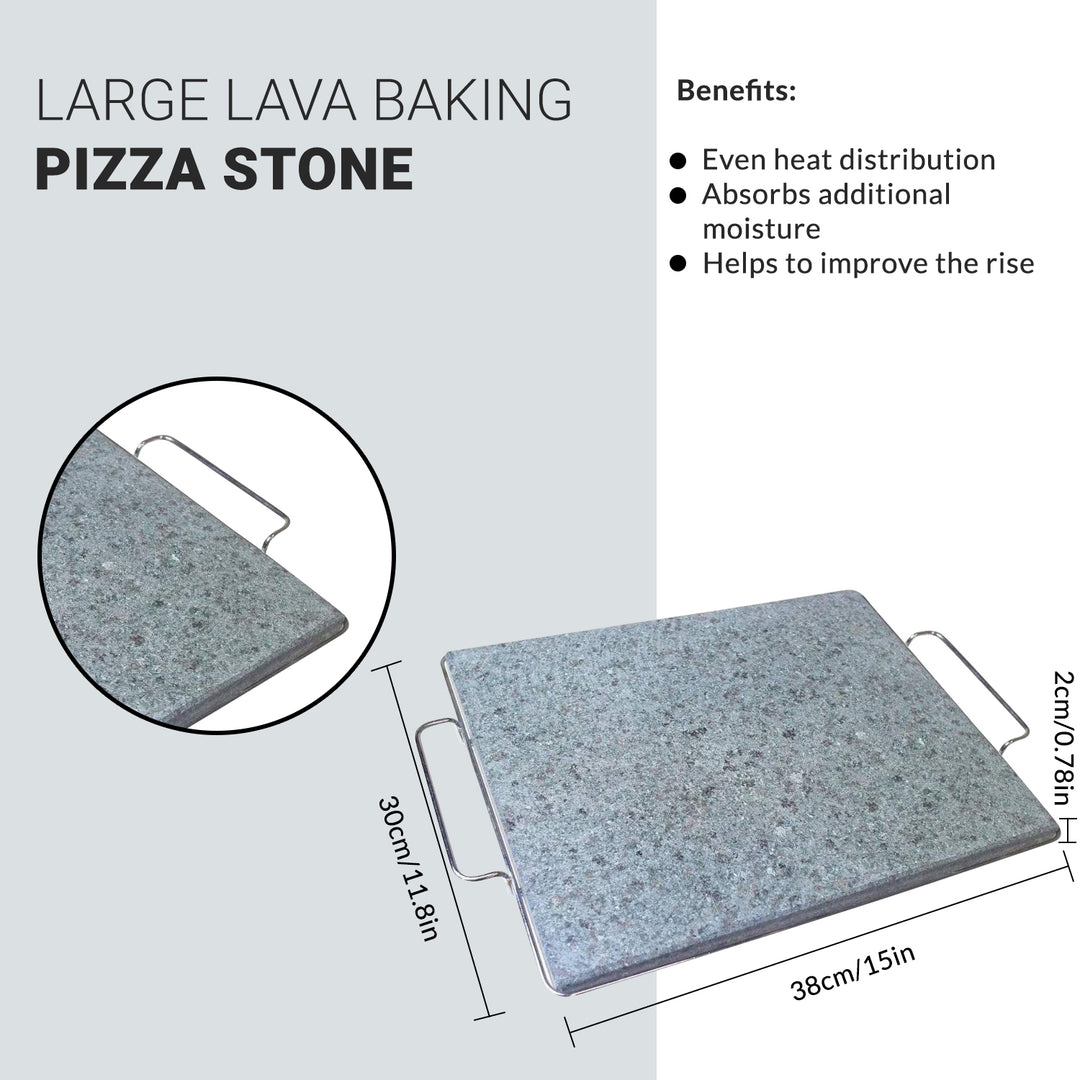 Pizza Baking Stone, Rectangle 100% Natural Lava Stone for Oven & BBQ