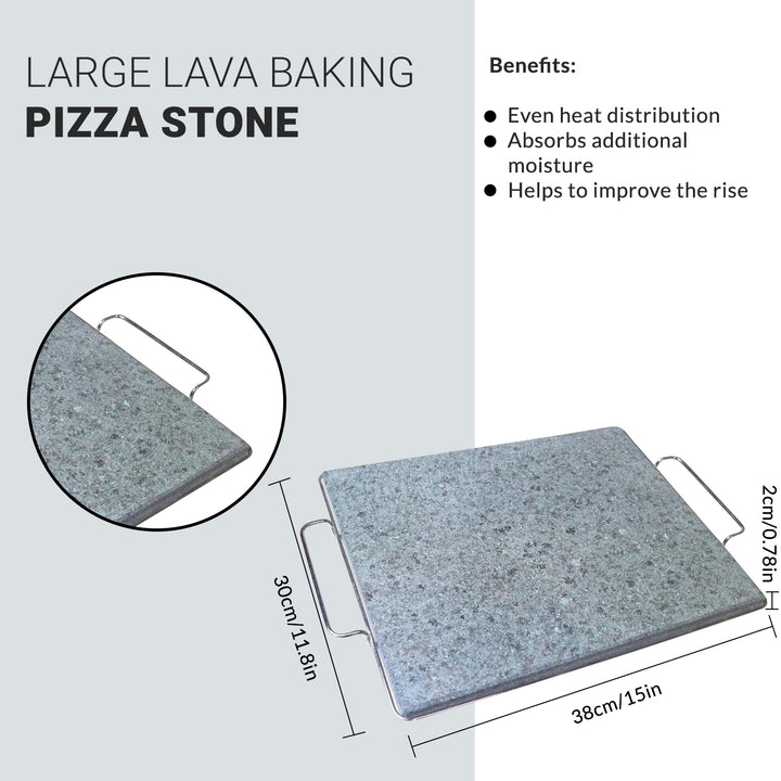 Pizzabaksten, rektangel 100 % naturlig lavasten för ugn och grill