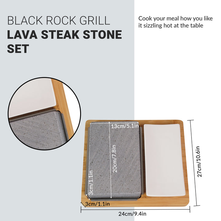 Black Rock Grill: Conjunto de cozinha para bife em pedra | Pedras de Bife de Lava