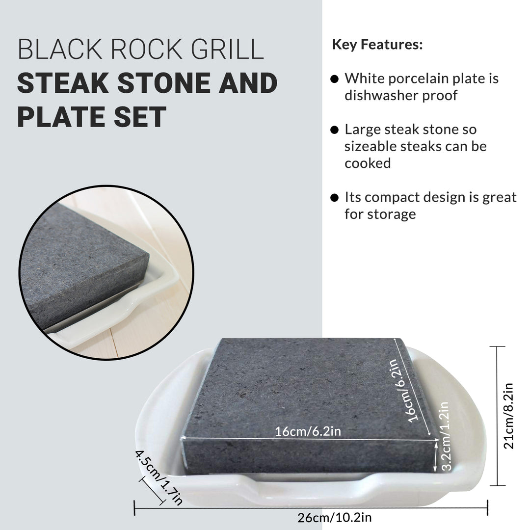 Conjunto de presente de prato com pedras de bife Black Rock Grill
