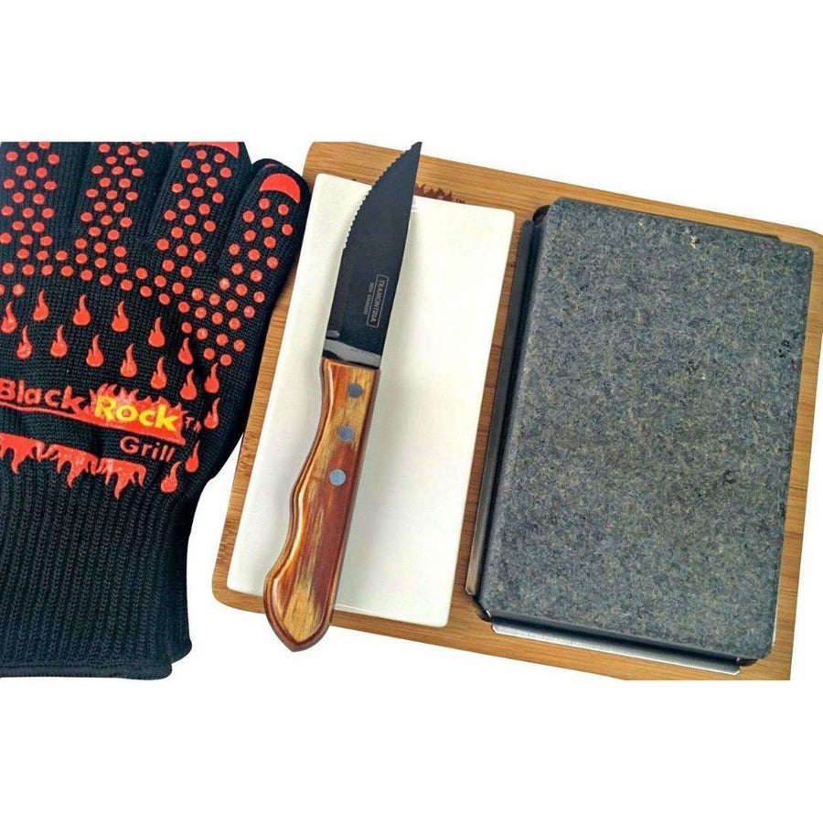Black Rock Grill Steak Stone Set Hot Stone Cooking Steak Stone W/Ceramic Dishes main image 0