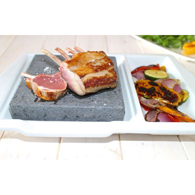 Black Rock Grill Steak Stone Plate Set with Side Area- 2 Pack