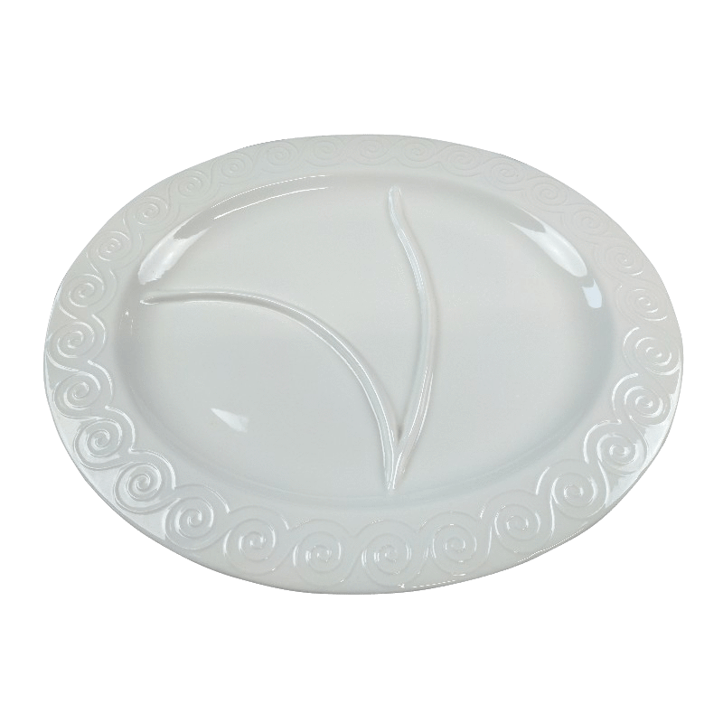 Grand Plat de Service Ovale Blanc - diamètre 14½in / 37cm