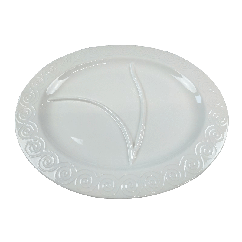 Grote witte ovale serveerschaal - diameter 37 cm